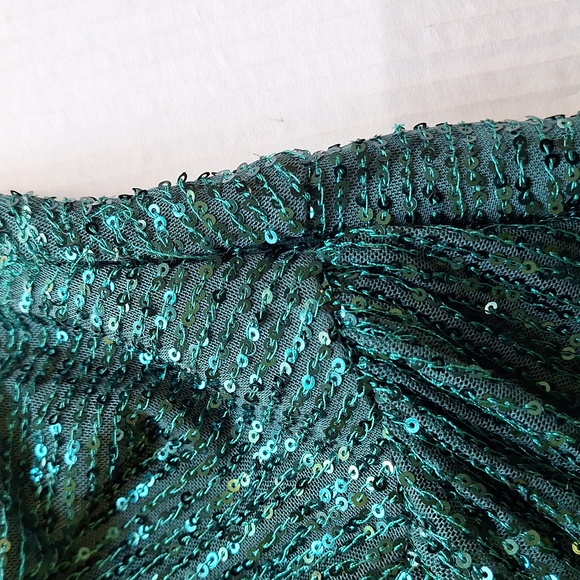 Hello Molly Stand Me Out Sequin Mini Dress Green One Shoulder Party - Picture 8 of 11